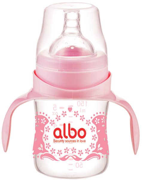 愛(ài)樂(lè)寶150ml寬口晶鉆玻璃奶瓶粉紅