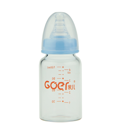 果兒120ML標口晶鉆玻璃奶瓶藍色