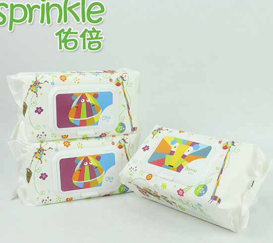 佑倍韓國(guó)進(jìn)口嬰兒濕巾72片帶蓋