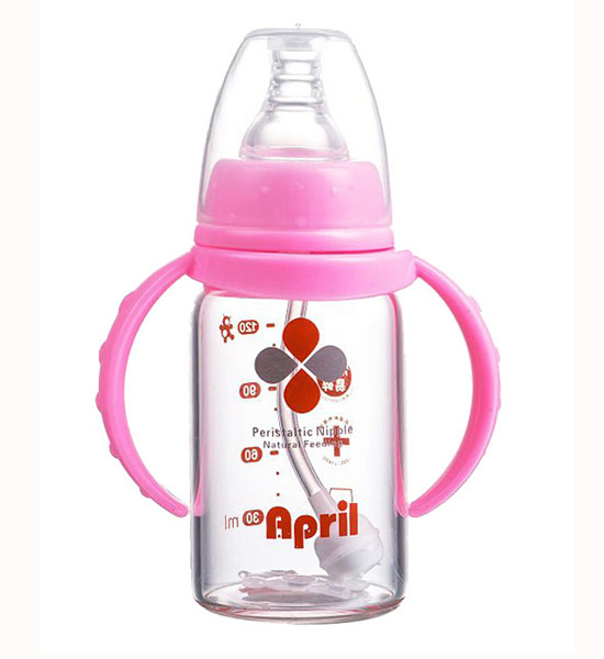 Happy100標(biāo)準(zhǔn)口徑玻璃奶瓶粉色