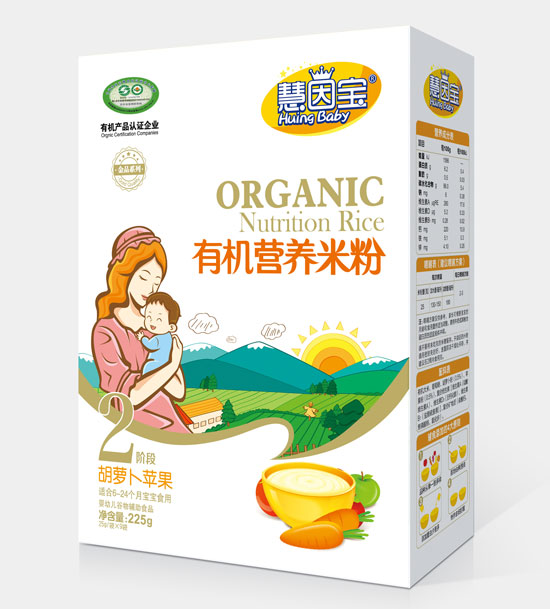 慧因?qū)毢}卜蘋果2段盒裝有機(jī)營(yíng)養(yǎng)米粉