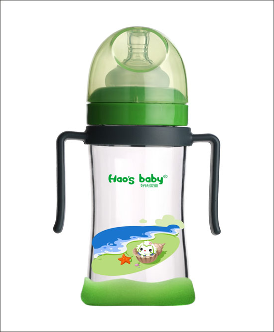 好氏嬰童海螺印花灰色雙柄奶瓶(大)