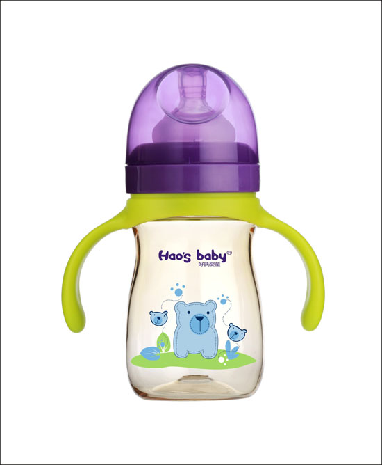 好氏嬰童小熊印花紫色雙柄奶瓶(小)