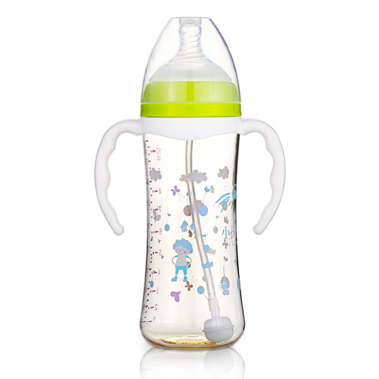 小孩國寬口時(shí)尚自動(dòng)PPSU安全奶瓶320M青色