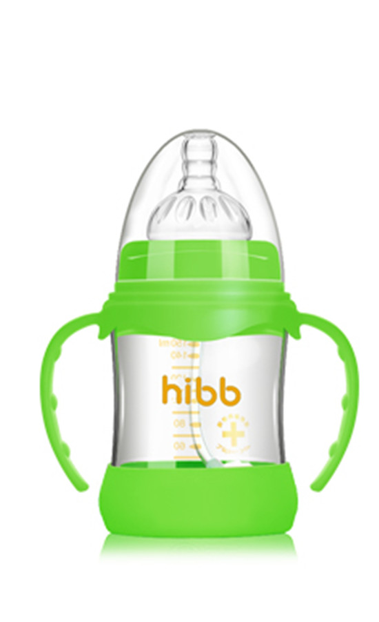 浩一貝貝防摔自動(dòng)玻璃奶瓶綠色150ml