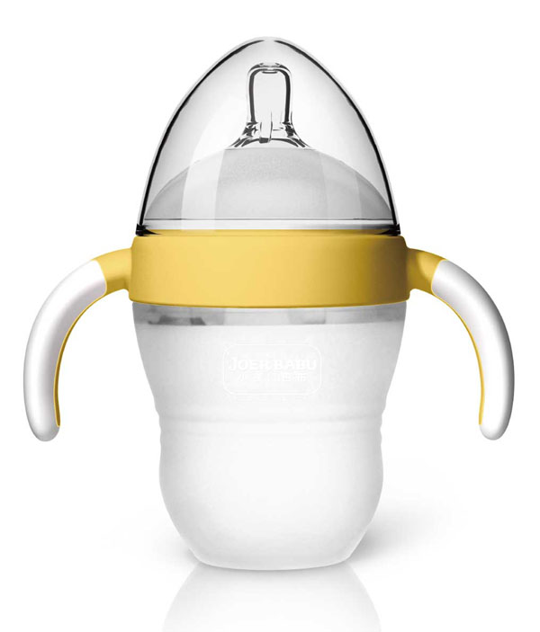 小袋鼠巴布小蜜桃硅膠奶瓶160ml黃色