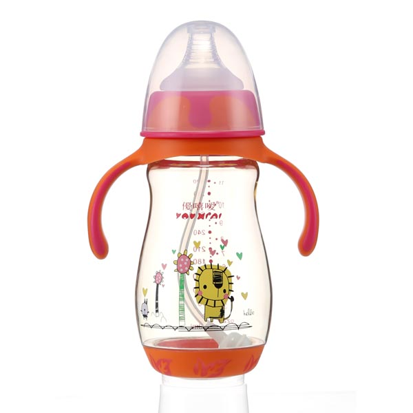 優(yōu)嘻噯PPSU有柄自動感溫奶瓶320ml紅色