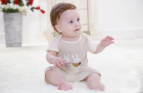 蓓琪兔嬰兒內衣2015春夏新款撞色搭肩短袖套裝0