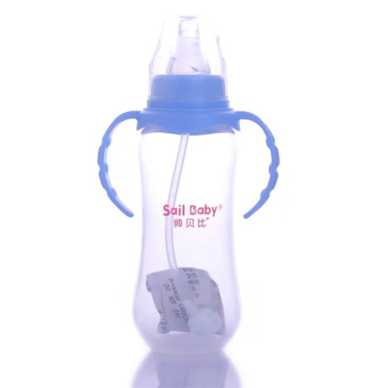 帥貝比240ML葫蘆帶柄自動(dòng)吸PP奶