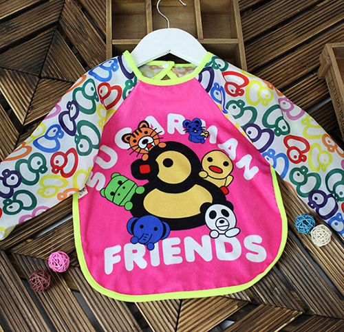 寶寶罩衣食飯衣畫畫衣圍兜小鴨子紅