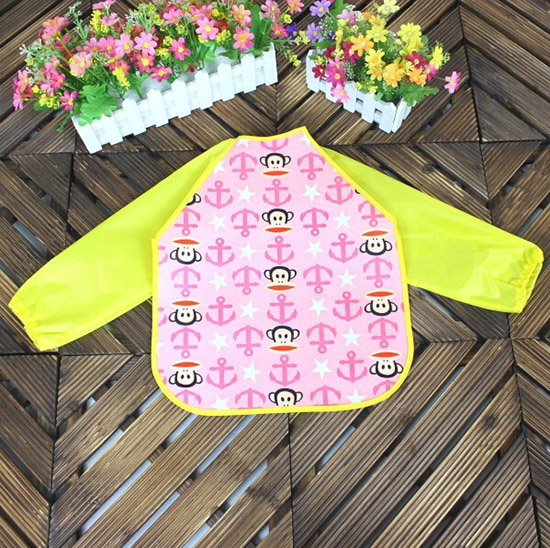 嬰兒EVA免洗吃飯衣圍兜圍嘴長(zhǎng)袖黃大嘴猴