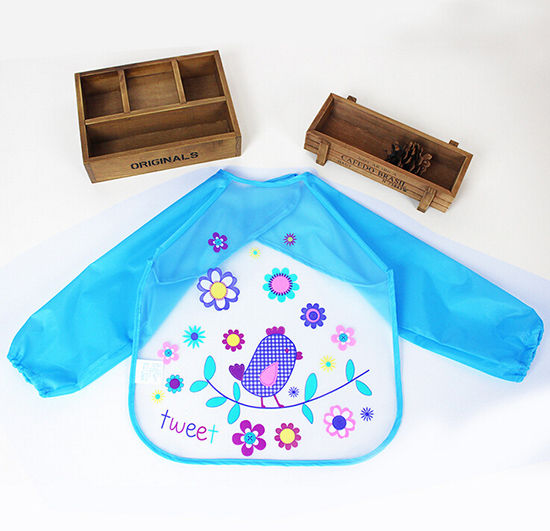 嬰兒EVA免洗吃飯衣圍兜圍嘴長(zhǎng)袖藍(lán)