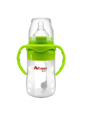 愛貝爾硅膠寬口徑防脹氣自動奶瓶220ML