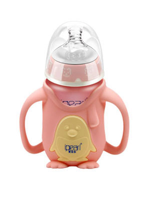 愛(ài)貝爾企鵝型玻璃防摔奶瓶260ML