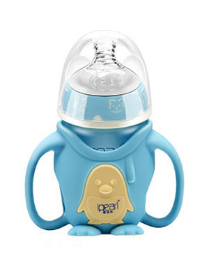愛(ài)貝爾企鵝型玻璃防摔奶瓶160ML