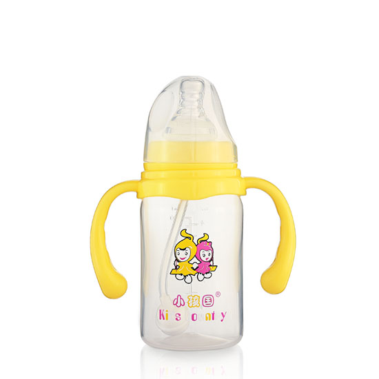 小孩國標(biāo)口奶瓶直身PP奶瓶120ML黃色