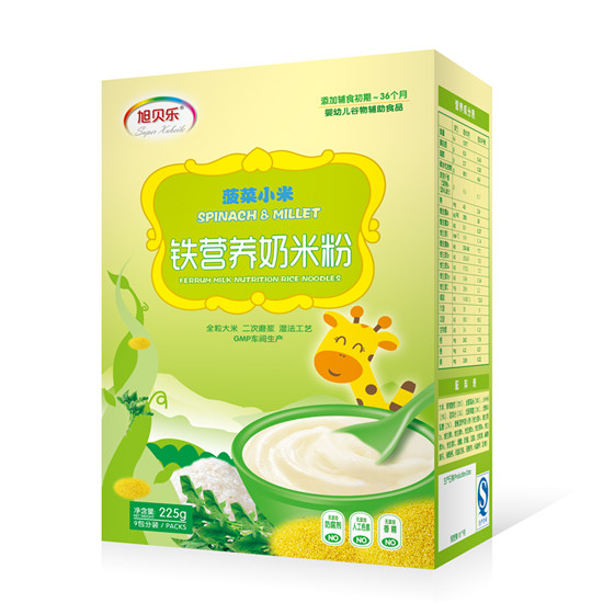旭貝樂菠菜小米鐵營(yíng)養(yǎng)奶米粉盒裝