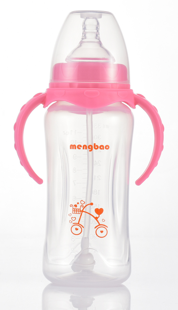 盟寶寬口PP奶瓶-粉色