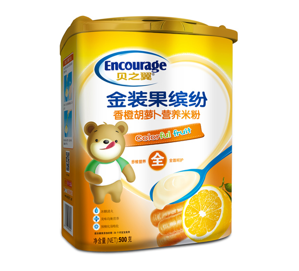 貝之翼金裝果繽紛-香橙胡蘿卜營養(yǎng)米粉聽裝