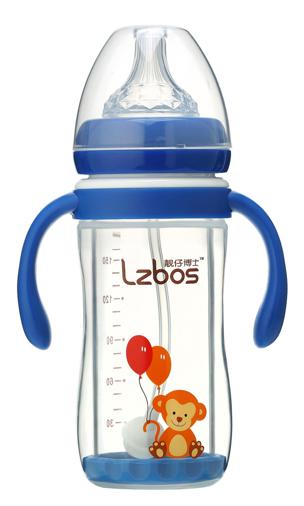 靚仔博士寬口雙層防爆玻璃奶瓶 藍色