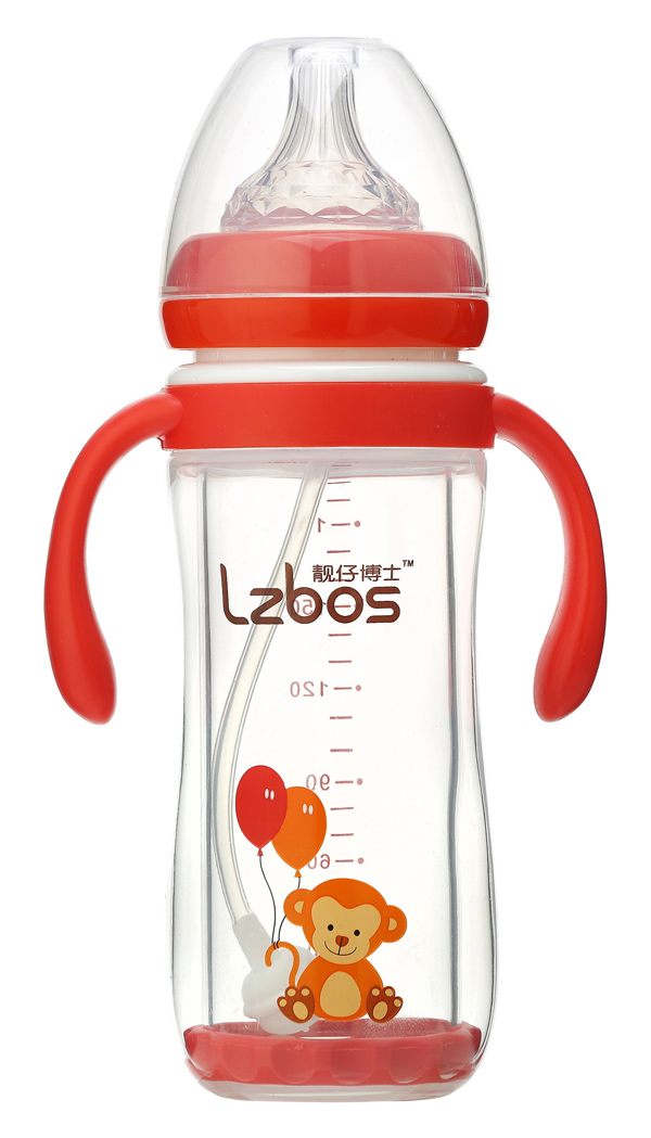靚仔博士寬口雙層防爆玻璃奶瓶 紅色