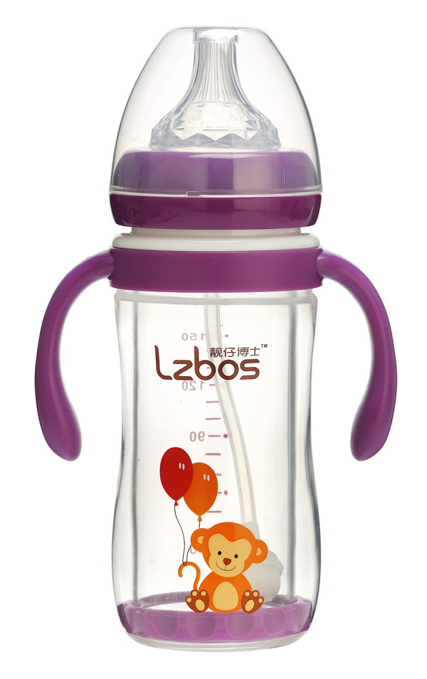 靚仔博士寬口雙層防爆玻璃奶瓶 紫色