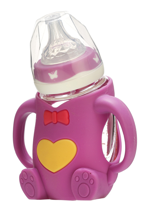 靚仔博士寬口卡通抗摔玻璃奶瓶 紫色