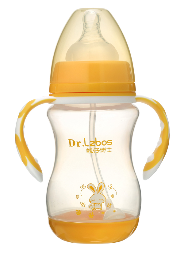 靚仔博士PP寬口徑自動奶瓶240ML黃色