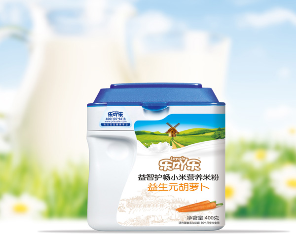 樂(lè)吖樂(lè)益智護(hù)暢小米營(yíng)養(yǎng)米粉益生元胡蘿卜桶裝