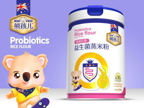 熊孩兒益生菌蒸米粉-核桃紅棗罐裝