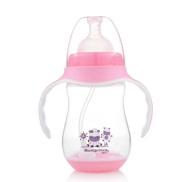 媽咪王子PP寬口自動(dòng)吸250ml雙色奶瓶 粉色