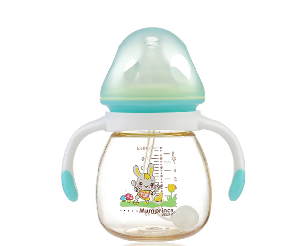 媽咪王子PPSU寬口自動吸240ml蘑菇奶瓶 透明藍(lán)