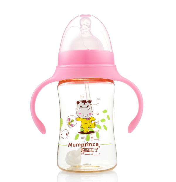 媽咪王子PPSU寬口自動吸210ml奶瓶 粉色