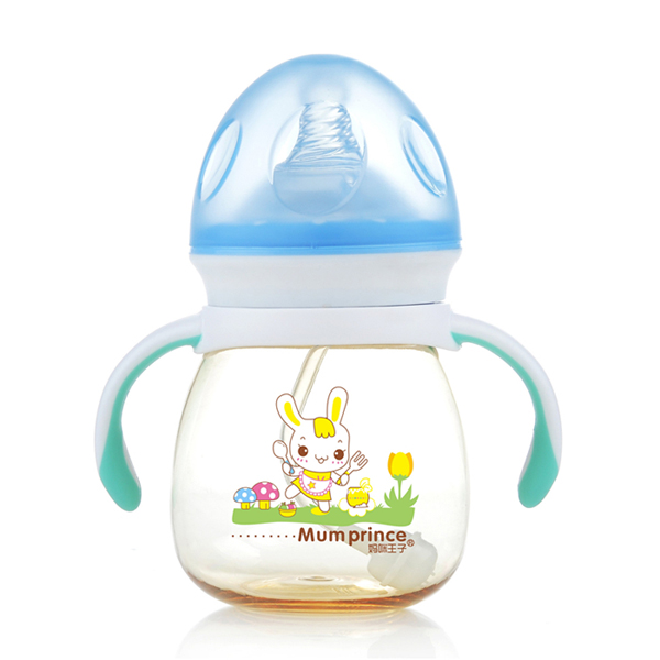 媽咪王子PPSU寬口自動吸240ml蘑菇奶瓶 藍(lán)色