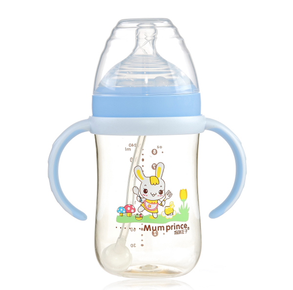 媽咪王子中口徑PPSU自動吸240ml奶瓶 藍(lán)色