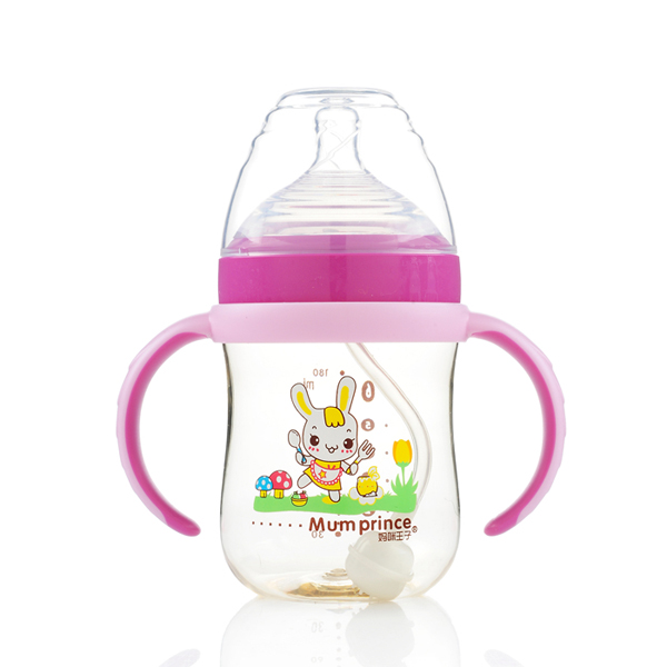 媽咪王子中口徑PPSU自動吸180ml奶瓶 紫色