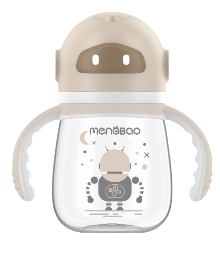 盟寶機器人PPSU奶瓶 淺咖色