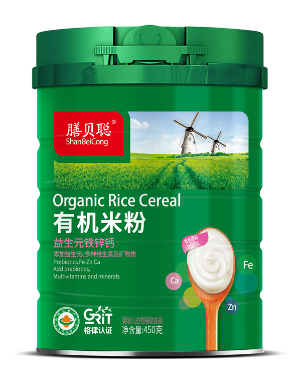 膳貝聰有機(jī)米粉(益生元鐵鋅鈣配方)450聽