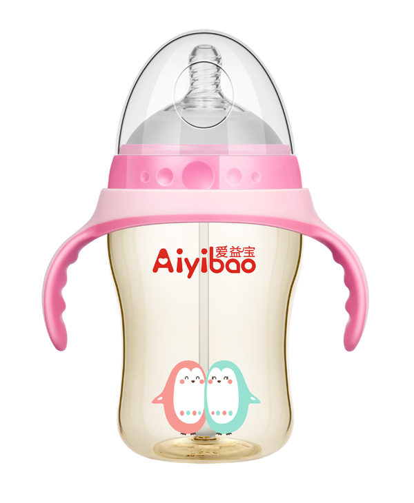 愛益寶廣口有柄自動(dòng)PPSU奶瓶 粉色