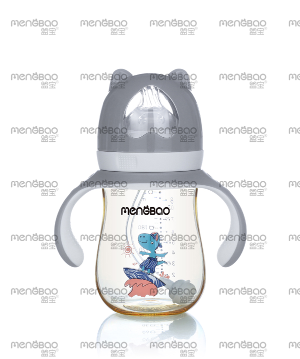 盟寶小熊PPSU奶瓶灰色