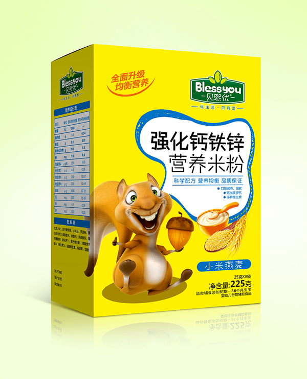 貝熙優(yōu)強(qiáng)化鐵鋅鈣營(yíng)養(yǎng)米粉 盒裝225克(小米燕麥)