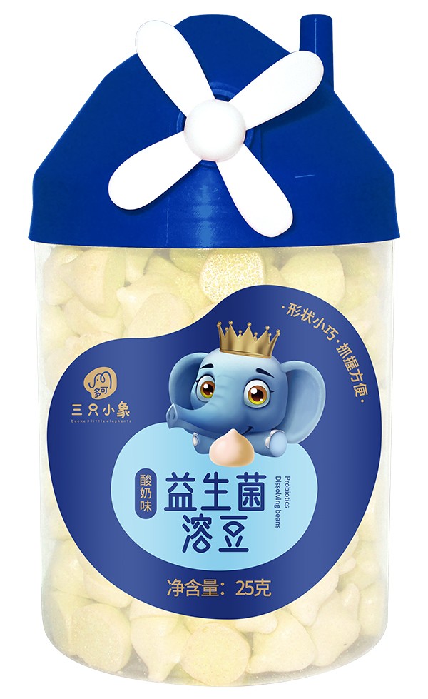 多可三只小象益生菌溶豆 酸奶味