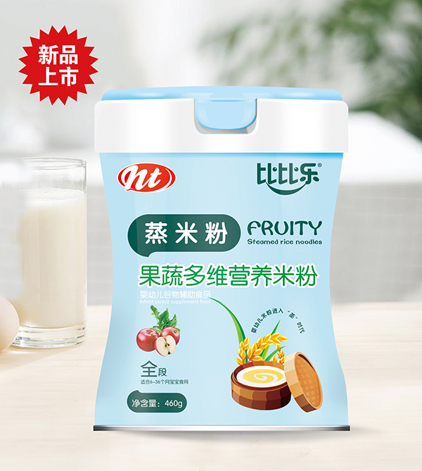 比比樂鈣鐵鋅果蔬多維果味蒸米粉  聽裝