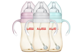 愛益寶寬口弧形有柄自動PPSU奶瓶300ml