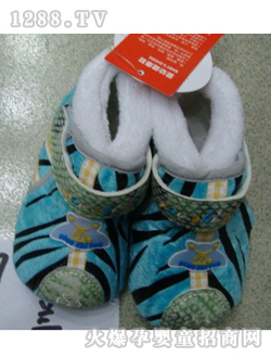 麗嬰房藍色黑條嬰兒鞋