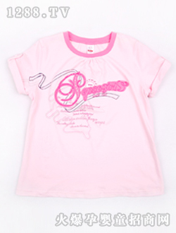 小豬班納淺色圓領短袖針織衫