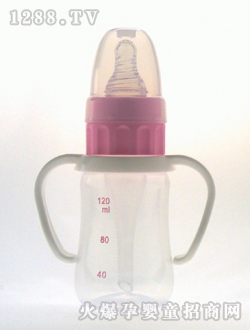 實(shí)感帶柄防嗆PP奶瓶120mL紅刻度