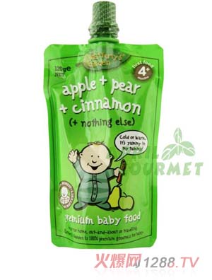 葉子嬰兒果泥（蘋果、梨和肉桂）