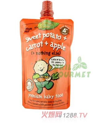 葉子嬰兒果泥（紅薯、胡蘿卜和蘋果）