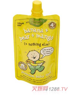 葉子嬰兒果泥（香蕉、梨和芒果）